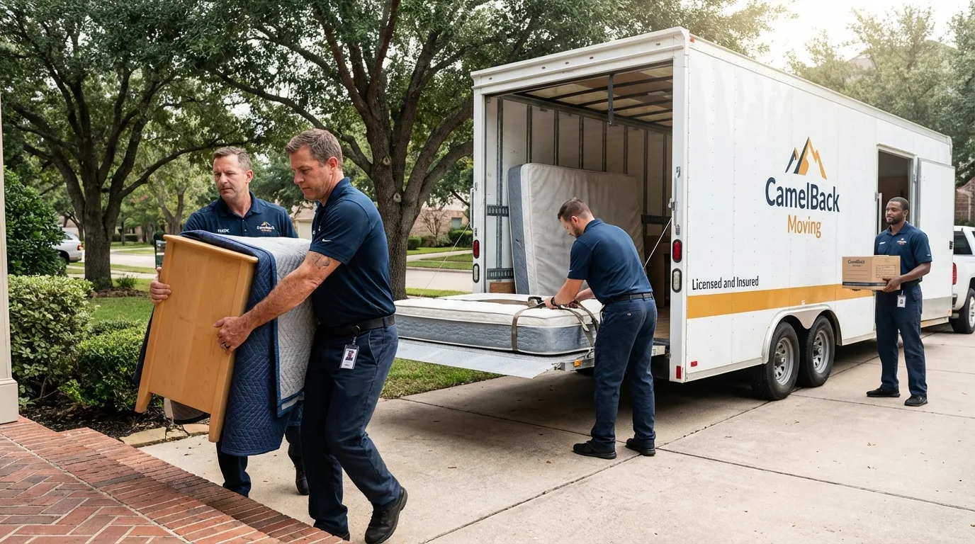 Crew loading residential truck for cross-state move from Beachwood, OH