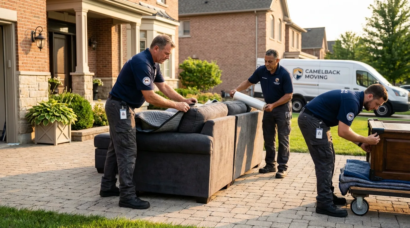 Large estate moving crew wrapping furniture in Beachwood, OH